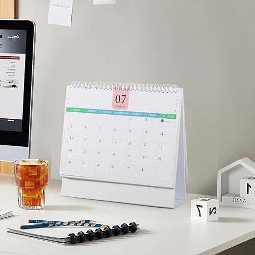 Miniatura 27 de Calendario de escritorio 2026-2027, calendario de 2 años desde enero de 2026 hasta diciembre de 2027, planificador mensual de mesa con calcomanías