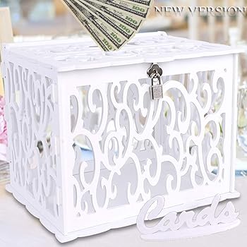 Amazon Com Ourwarm Diy White Wedding Card Box With Lock Pvc Card Box Graduation Card Box Perfect For Weddings Baby Showers Birthdays Bridal Or Baby Showers Home Kitchen
