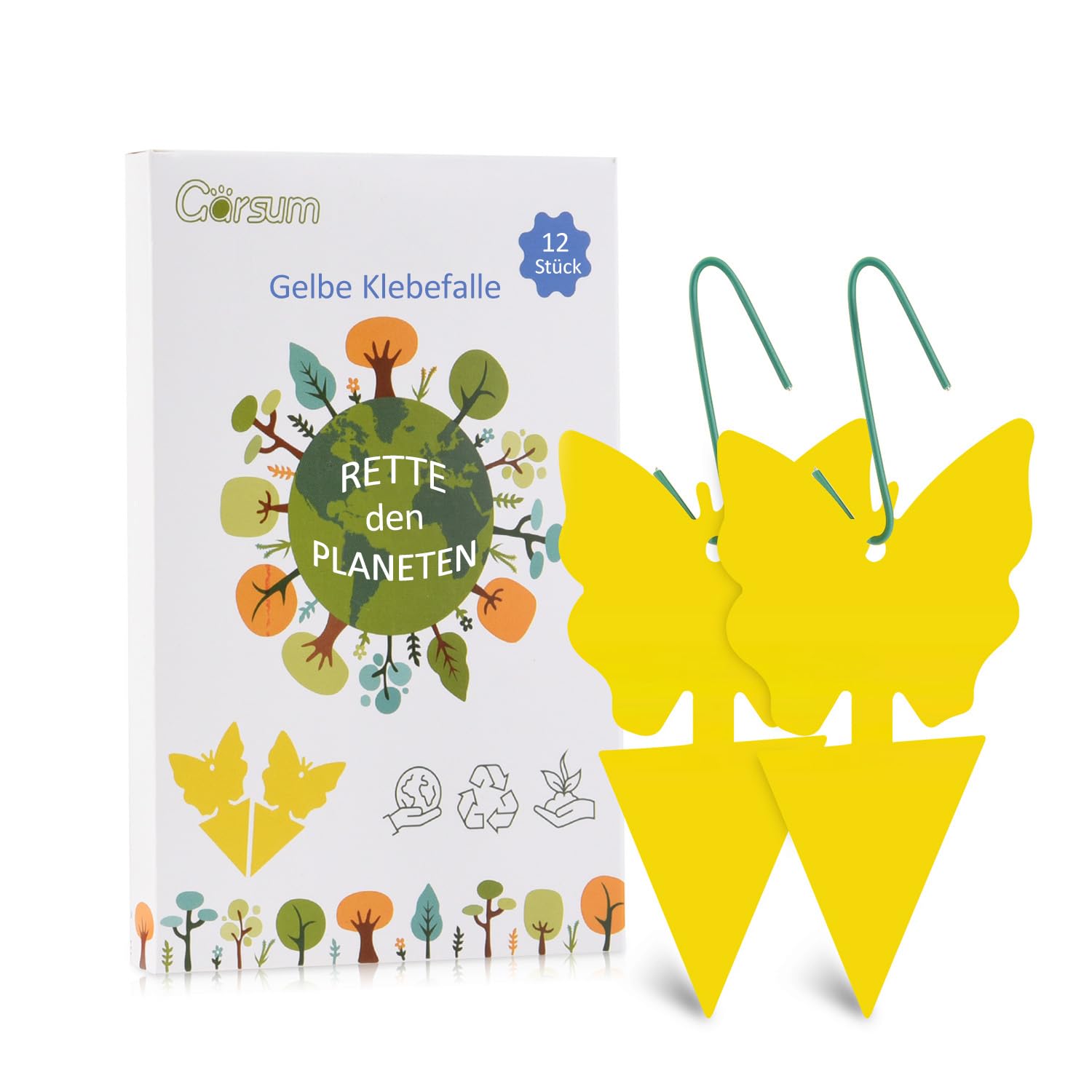 Garsum Yellow Sticky Fruit Fly Traps Gnat Trap for Indoor/Outdoor Houseplant Sticky Bug Insect Catcher Glue Trappers (12 pcs)