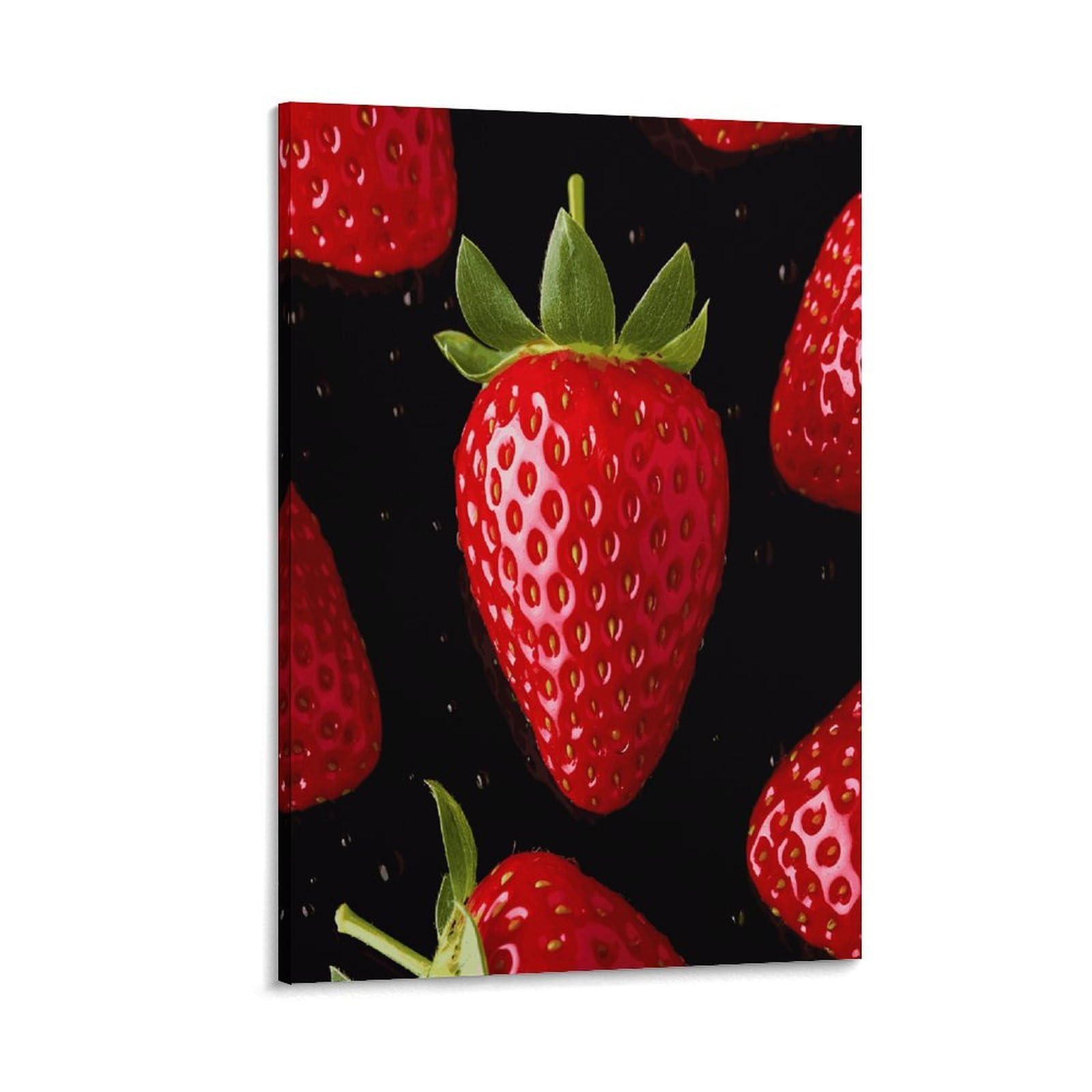 LDGSUPH Strawberry Canvas Wall Art Prints Hangable Decor Painting for Wall Prints Painting Artwork Modern Decorative Artwork Ready to Hang Wall Pictures for Home Decor 20x30inch(50x75cm)