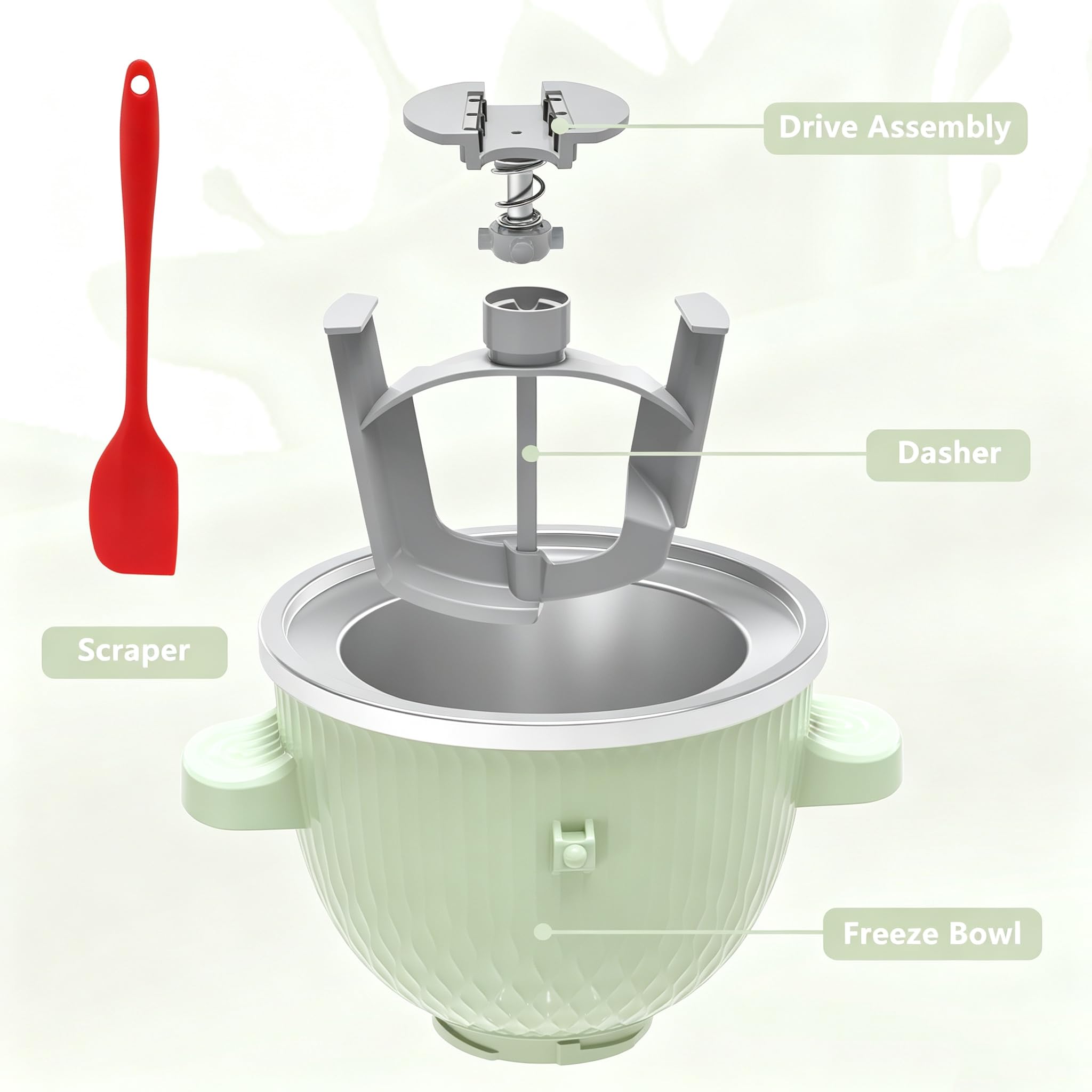 Accessoire pour machine à crème glacée KitchenAid, bol à crème glacée pour batteur sur socle KitchenAid de 4,5 L/5 QT, machine à sorbet et à gélato, vert clair