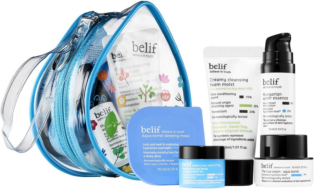 belif Hydrators-On-The-Go Kit | Travel Kit | Moisturizer, Eye Cream, Serum, Hydration | Daily Hydrating Skincare Set | Antioxidant Packed Moisturizing Set for All Skin Types | KBeauty | 1.01 Fl Oz