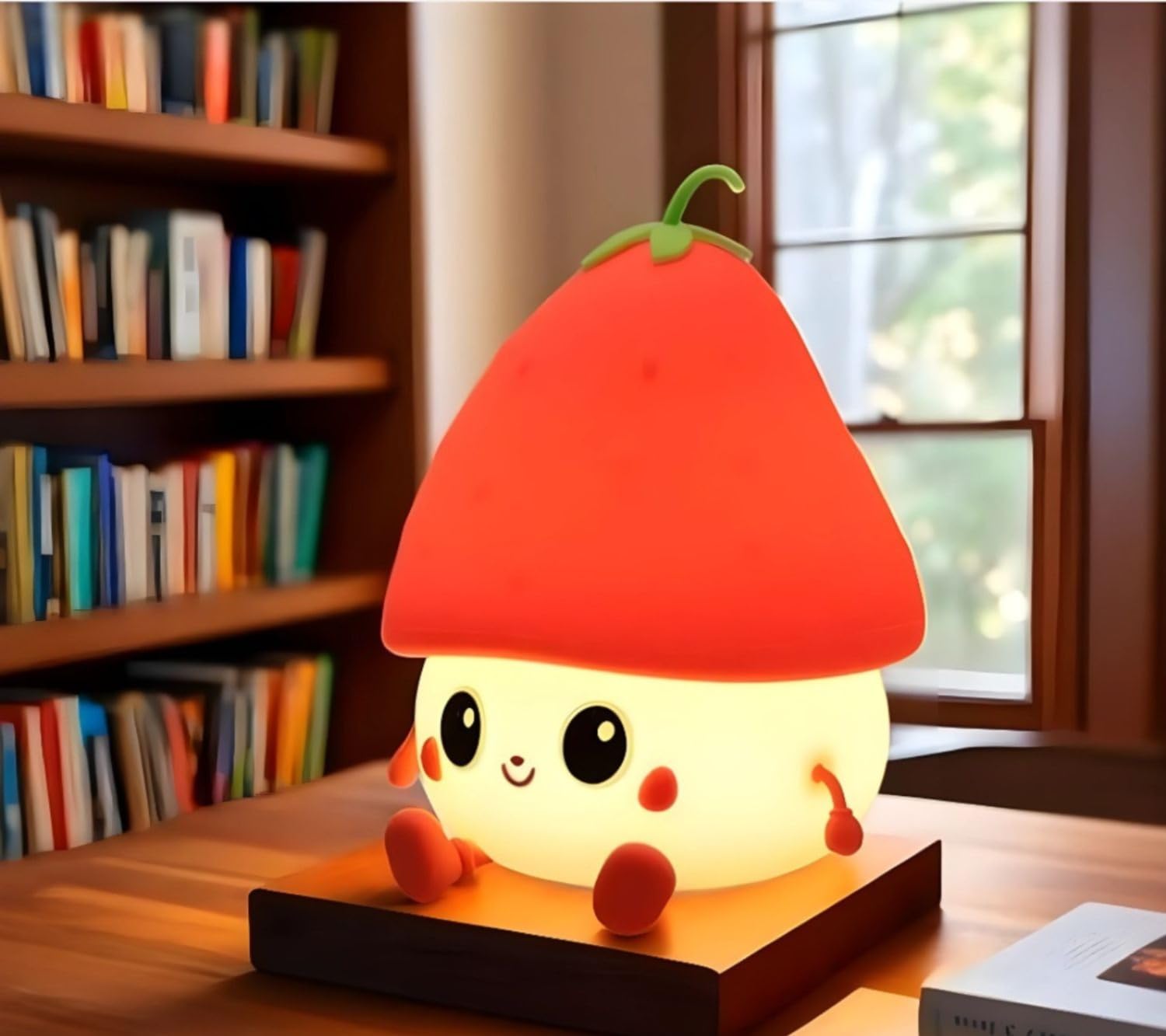 Desidiya® Red Strawberry Rechargeable Silicone Night Lamp - Cute LED Strawberry Lamp, Kids Night Light, Nursery Decor, Birthday Gift, Silicone LED Light