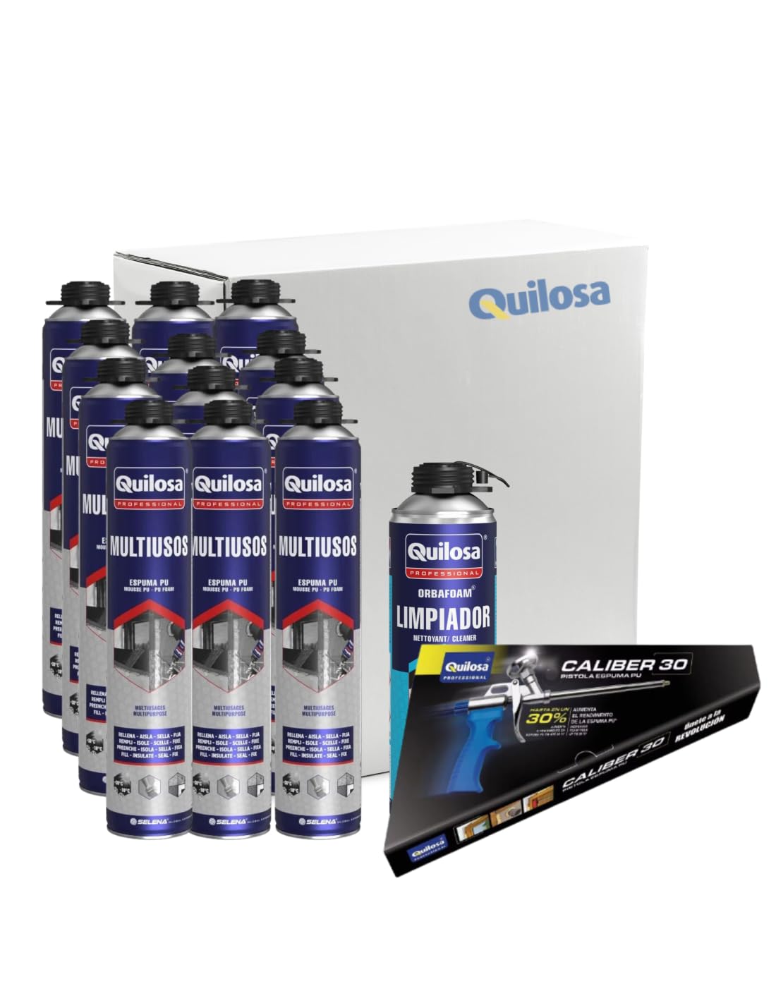 Kit 12 Uds. Espuma Orbafoam Multiusos + Pistola + Limpiador