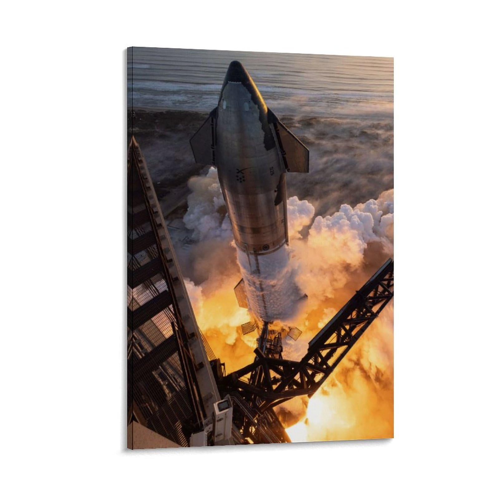 Starship Spacex Flight Space Poster Office Room Decor Cosmic Starry Sky Wall Art Posters for Wall Decoration 12x18inch(30x45cm)