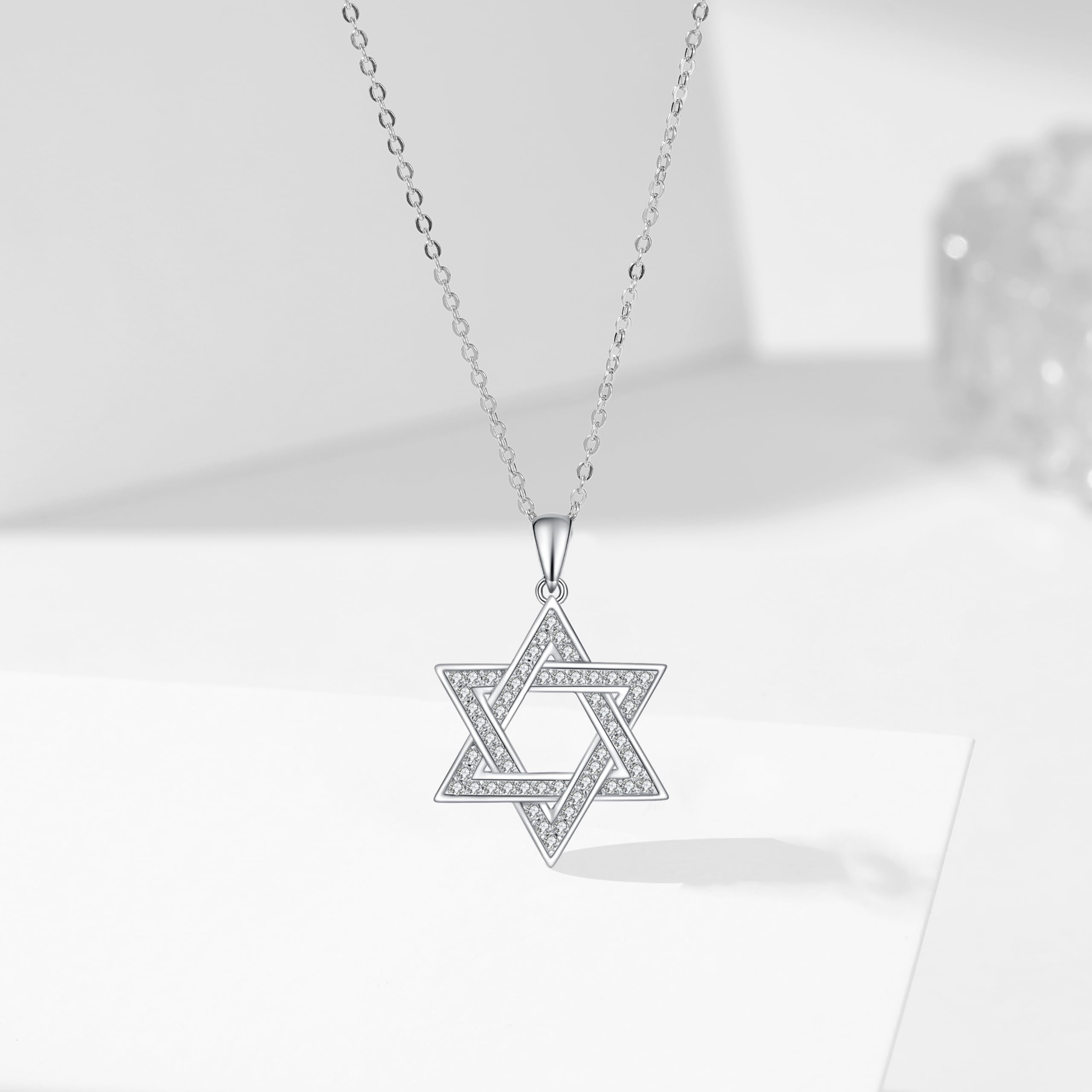 Davidstern Hexagramm Halskette 925 Sterling Silber Anhänger Halskette Schmuck Geschenk für Frauen DE1