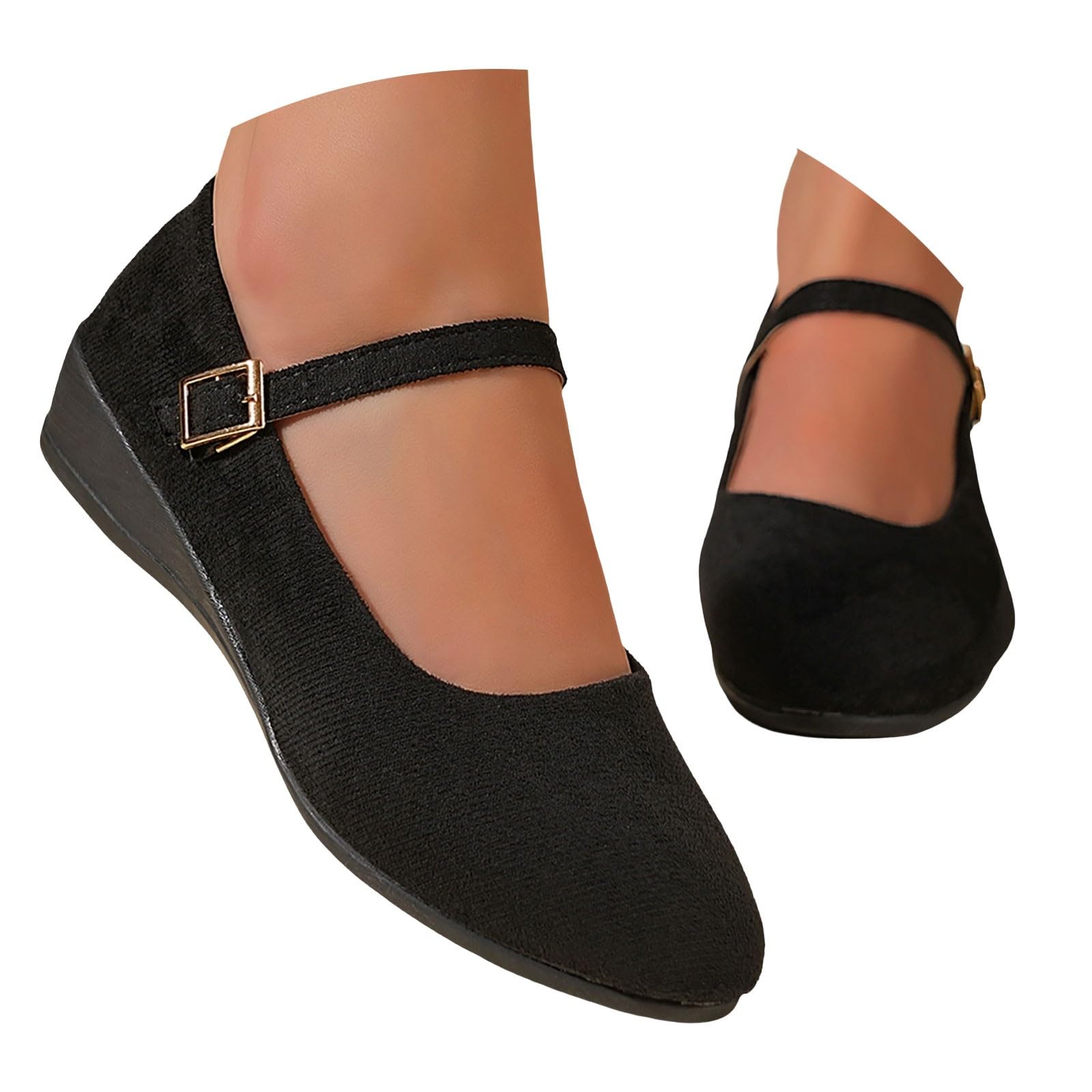 Mary Jane - Zapatos planos para mujer, diseño de rayas, ante