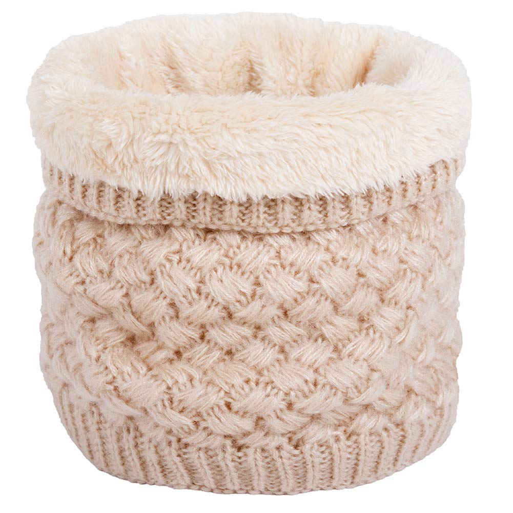 CRUOXIBBWomen Winter Neck Warmer Gaiter Double-Layer Soft Fleece Lined Thick Knit Circle Scarf Windproof