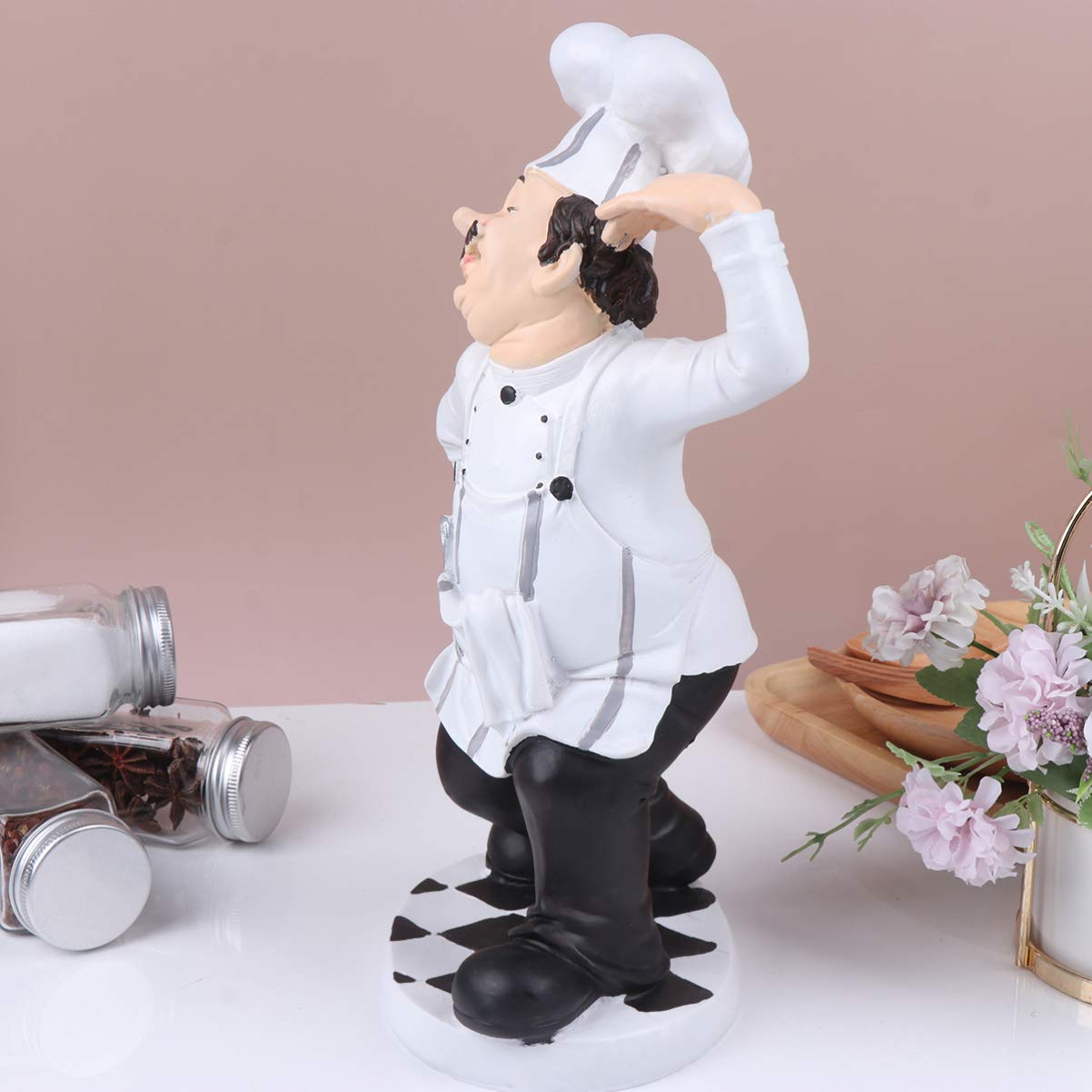 Statua Chef in Resina Ornamento Chef per Cucina Decorazione da Tavolo per Casa Ristorante
