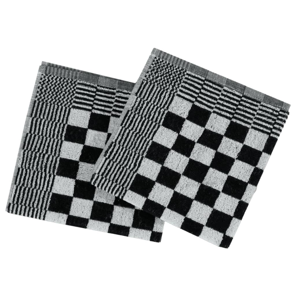 Set di 10 asciugamani in cotone nero bianco con 5 strofinacci da 50 x 70 cm e 5 asciugamani ospite 50 x 50 cm, assorbenti, morbidi, per cucina, bagno e asciugamani per ospiti