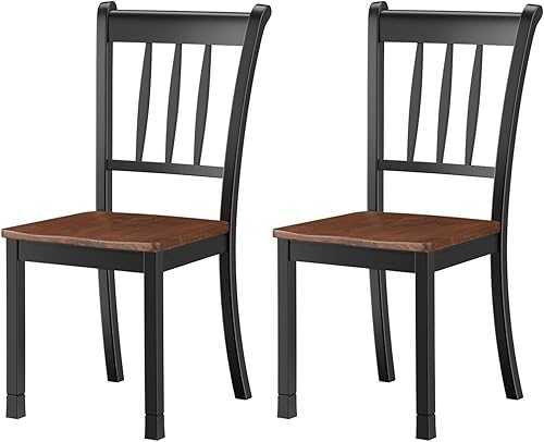 POWERSTONE Juego de 2 sillas de comedor, sillas de comedor de madera con asiento en forma de W, sillas de cocina para cocina y comedor (negro)