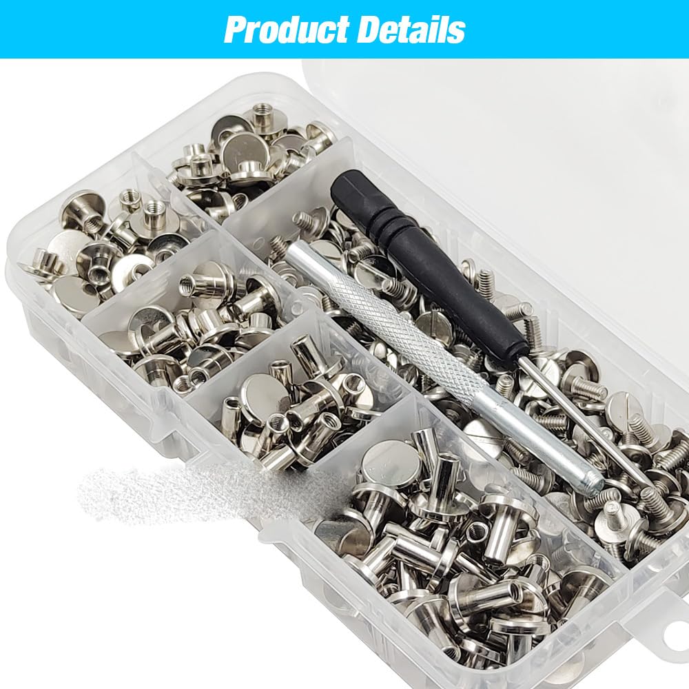 40-140 set di rivetti per chiodi a vite in metallo massiccio a doppia testa ricurva con cinturino per cintura con scatola per bagagli abbigliamento artigianale in pelle/borsa-50 set oro chiaro