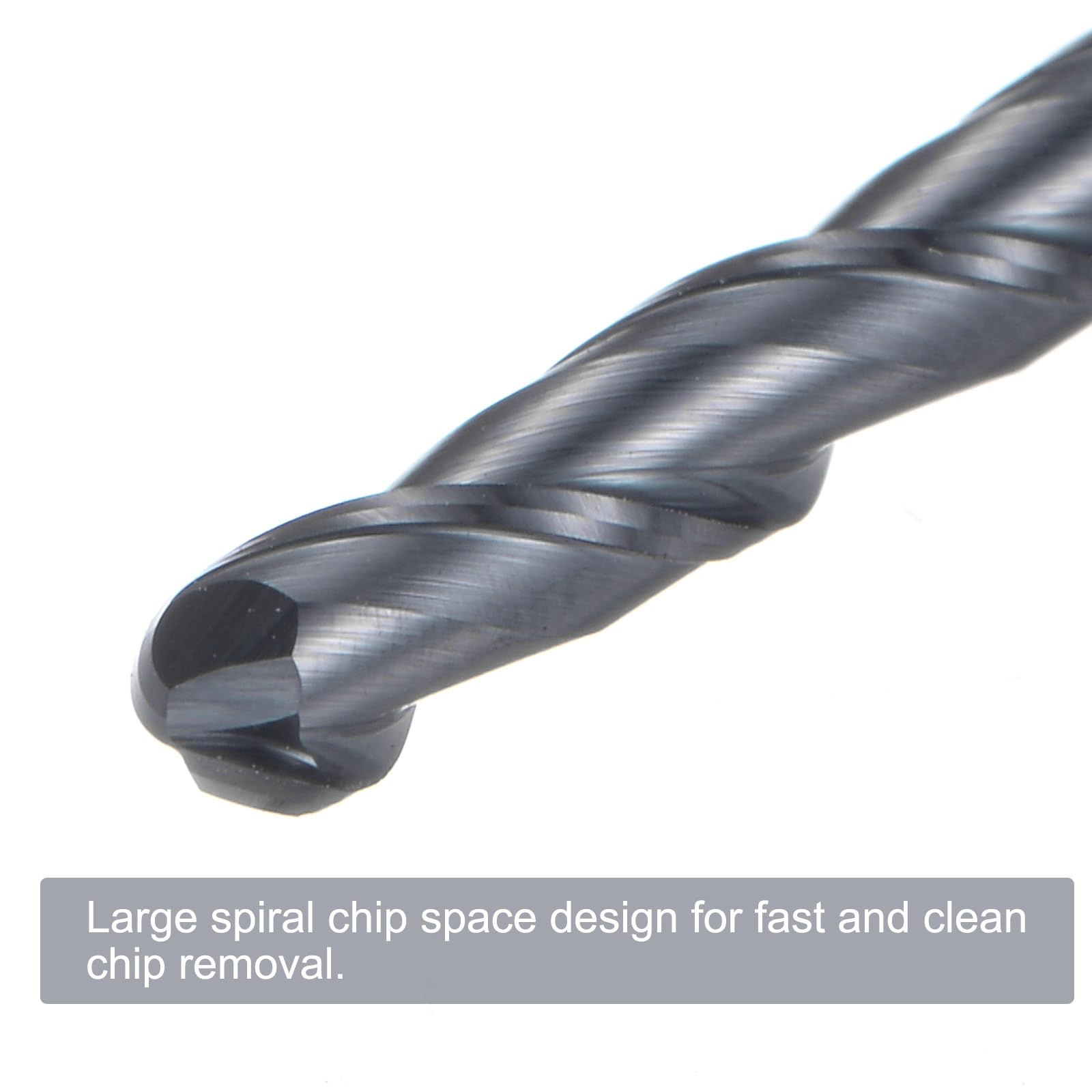 QUARKZMAN Fraise à Bout Sphérique pour Fraiseuse CNC, Rayon 1/16" Tige de 1/4" en Carbure de Tungstène Revêtu Tialn, Spirale Ascendante à 2 Flûtes, 1/8" de Diamètre et 2" Longueur Totale