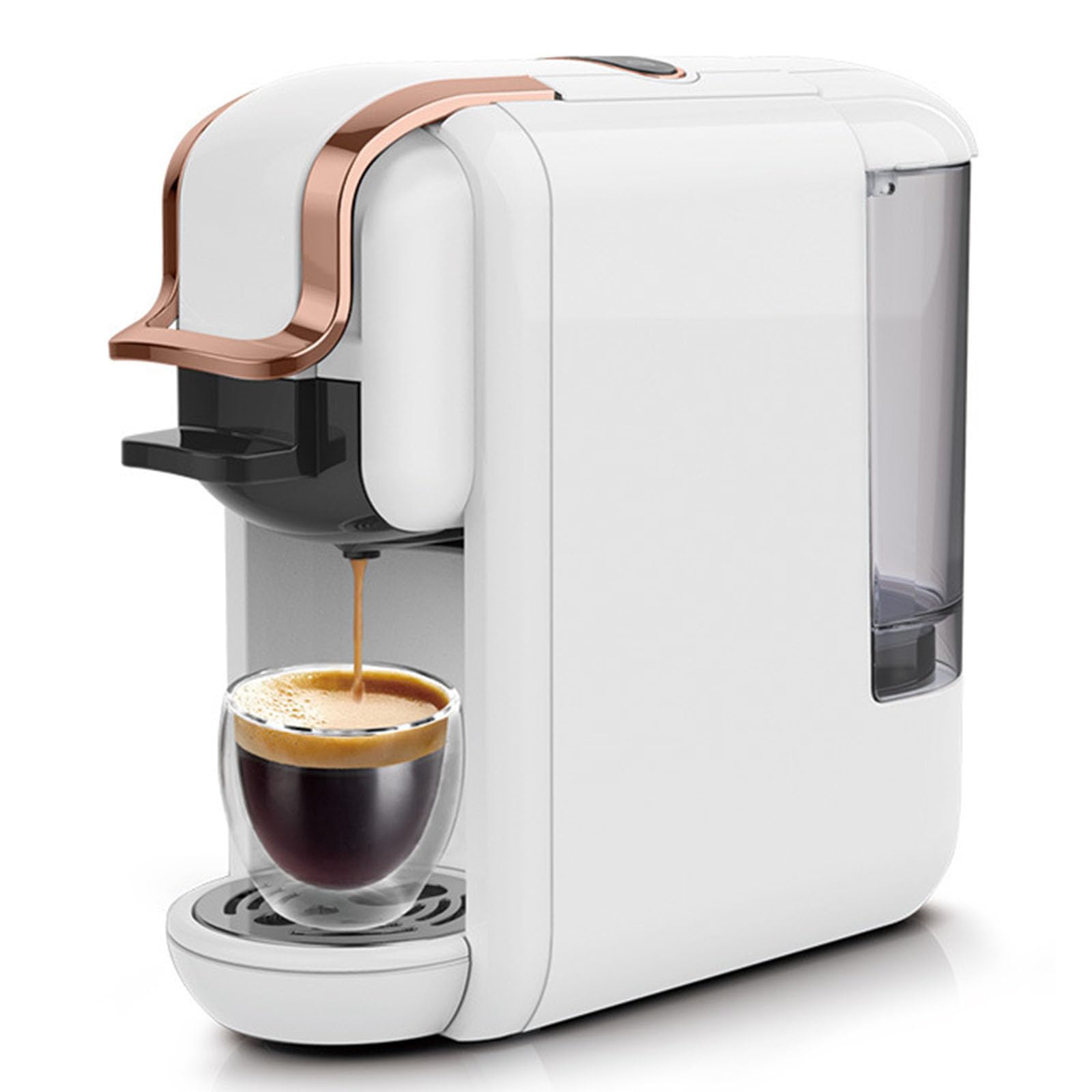 Macchina Da Caffè, Macchina Espresso A Capsule Completamente Automatica Per Uso Domestico, 4 in 1, 19 Bar, Doppia Modalità Caldo E Freddo, Spegnimento Automatico (Bianco)
