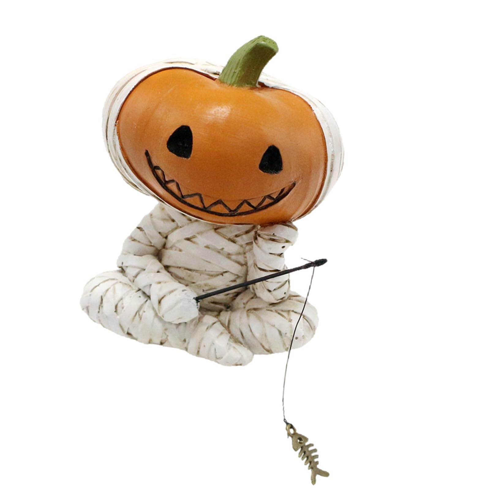 TFAOYS Realistic Halloweens Pumpkin Fishing Statue Resin Craft Ornament for Seasonal Table Decoration Centerpieces Halloweens Party Resin Sculpture