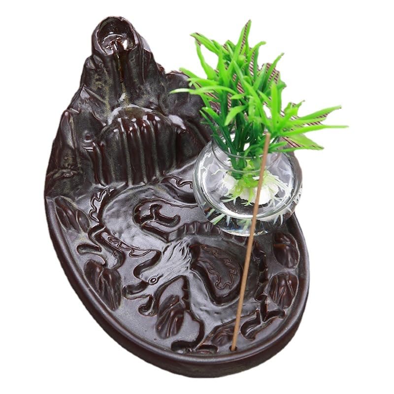 Quemador de Incienso de Reflujo Quemador de Incienso de Cono de reflujo, con pequeño Cilindro de Vidrio, decoración Creativa for el hogar Cascada de Incienso de Adorno de Aromaterapia