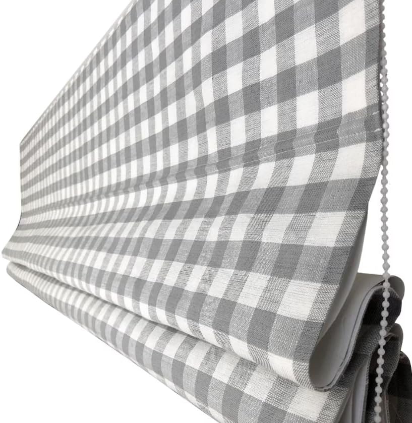 SWEDISH LINEN CHECK, flat shades with chain mechanism, linen roman shades, Scalamandre fabrics, window treatment, custom roman shades