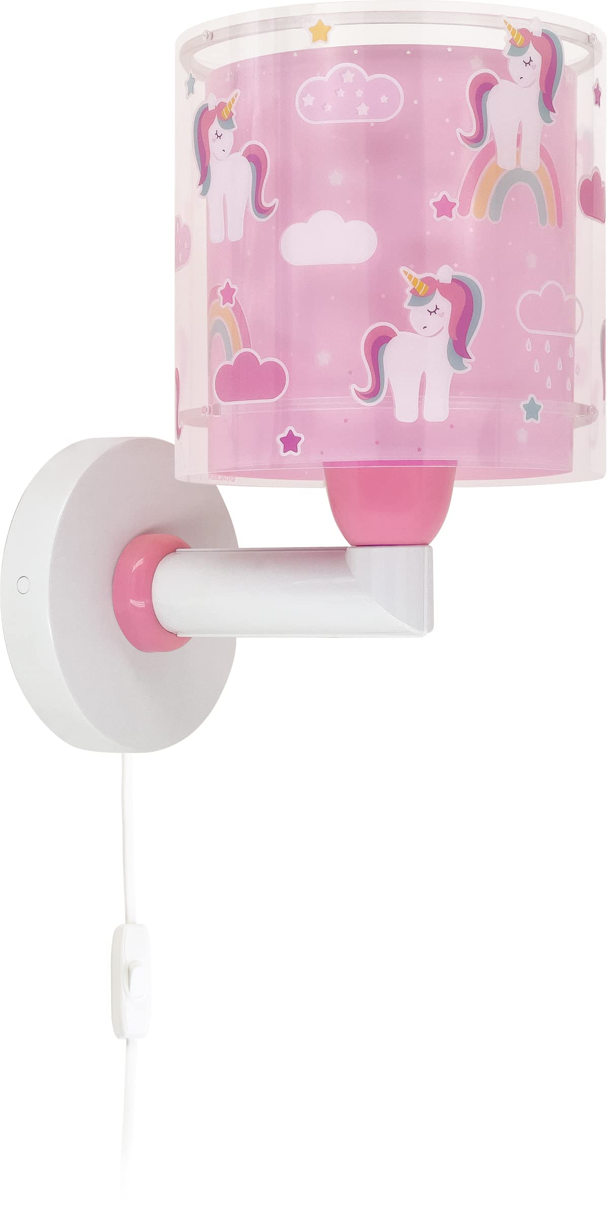 Dalber Lámpara Aplique Pared Infantil Unicorns Unicornios 41599 | Lámpara aplique de pared con instalación directa a la corriente o mediante cable con interruptor incluido.