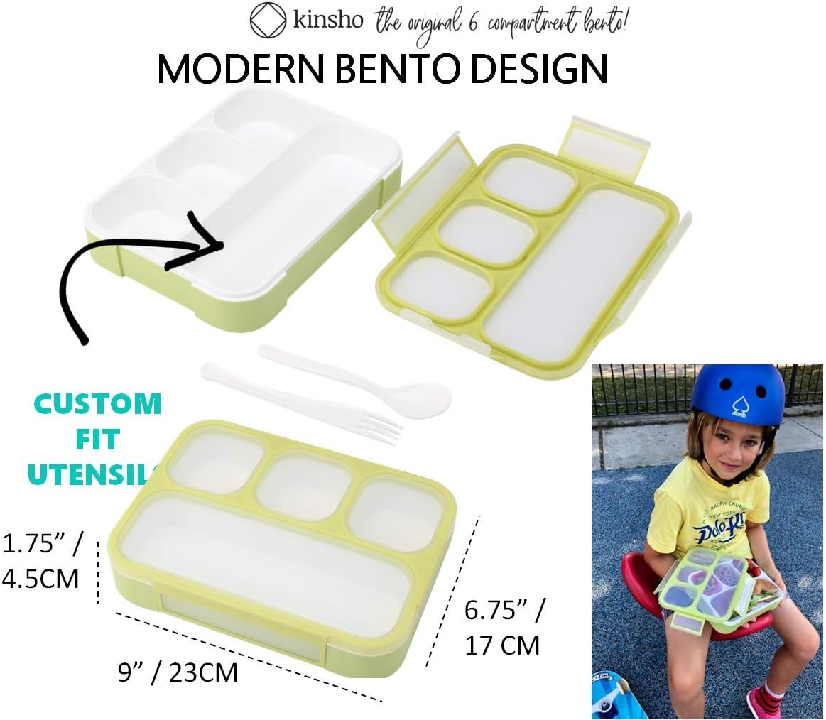 Bento-Box with Bag and Ice Pack Set. Lunch Boxes Snack Containers for Kids Boys Girls Adults. 6 Compartments, Leakproof Portion Container Boxes Insulated Bags for School Lunches, BPA Free (Navy Blue): Home & Kitchen