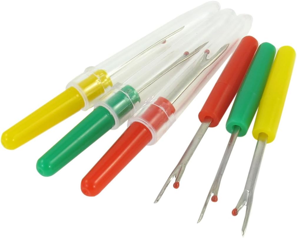 uxcell 6 Pcs Green Yellow Red Plastic Handle Sewing Stitch Thread Unpicker Seam Ripper