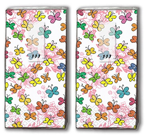 20 pañuelos (2 x 10), diseño de mariposas coloridas / primavera /