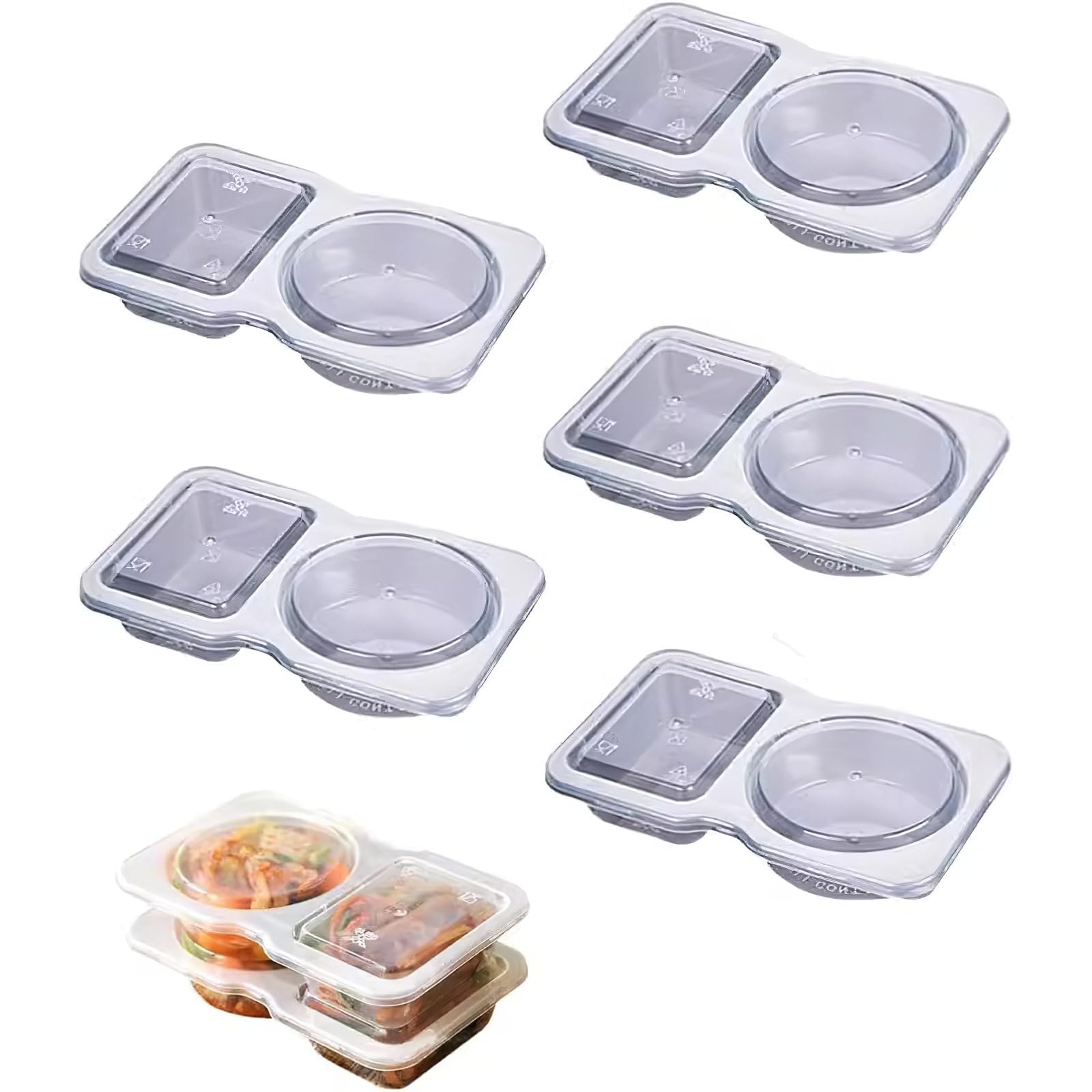 Kouamor 5 Pcs 5Pcs Snack Pots, Snack Packs Reusable, Double Compartment Snack Pot, Snack Box With Compartments, Snack Containers, Reusable Snack Pots, Mini Snack Containers With Lids For Meal Prep (5 Pcs)
