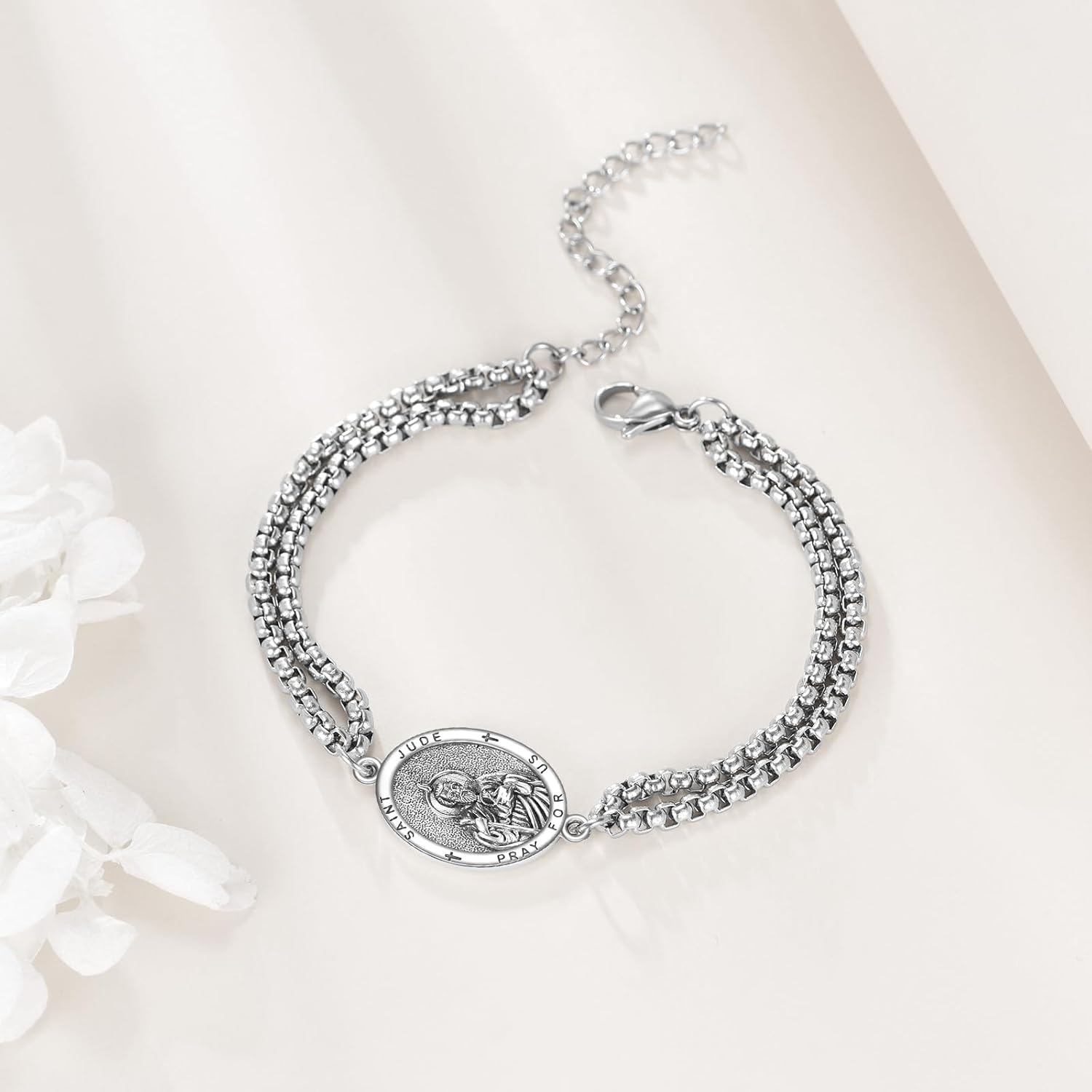 Religion Bracelet 925 Sterling Silver Saint Christopher/Saint Jude Medal Bracelet Protection Jewelry for Men Women Christmas Gift - Image 3