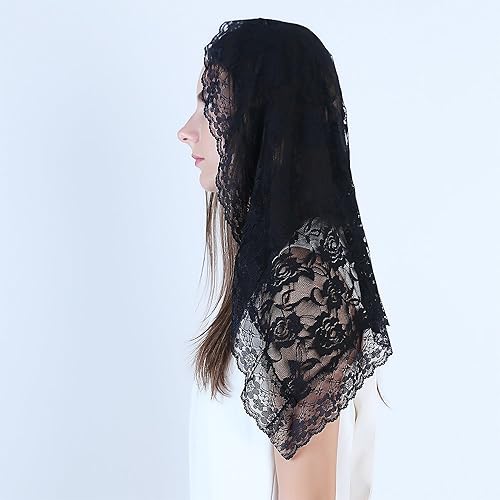Miniatura 3 de Mantilla de encaje velo católico de la iglesia velo capilla velo cabeza cubriendo masa latina