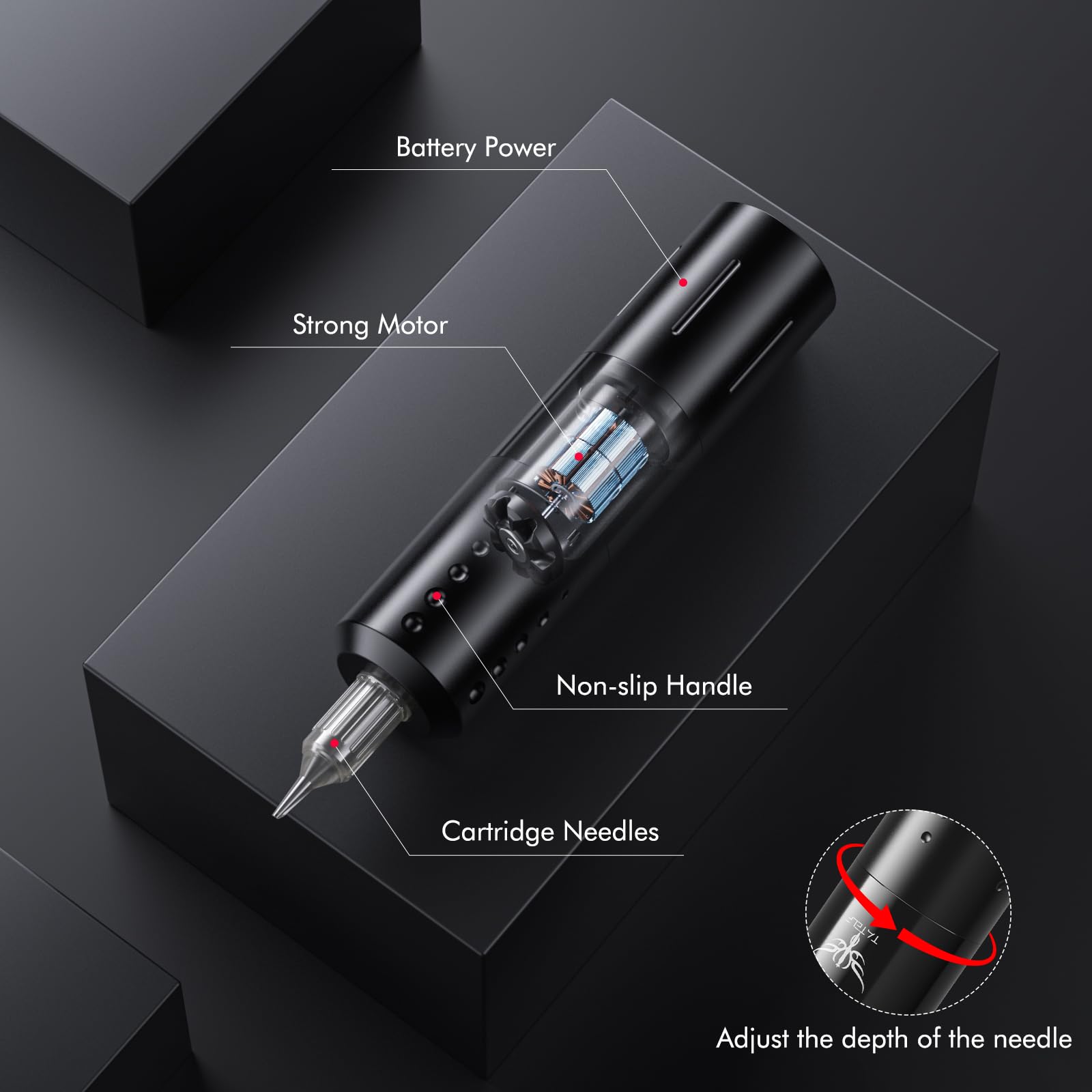 Kit TATELF Professionale 1800 mAh – 20 Spille Tattoo - Dettaglio
