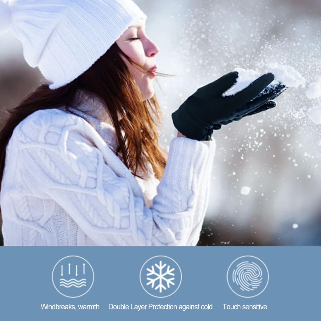 Zimowe ciepłe pełne rękawiczki mężczyźni kobiety czarny granatowy ekran dotykowy PU polar antypoślizgowe wiatroszczelne rękawiczki do jazdy bieganie czarne S