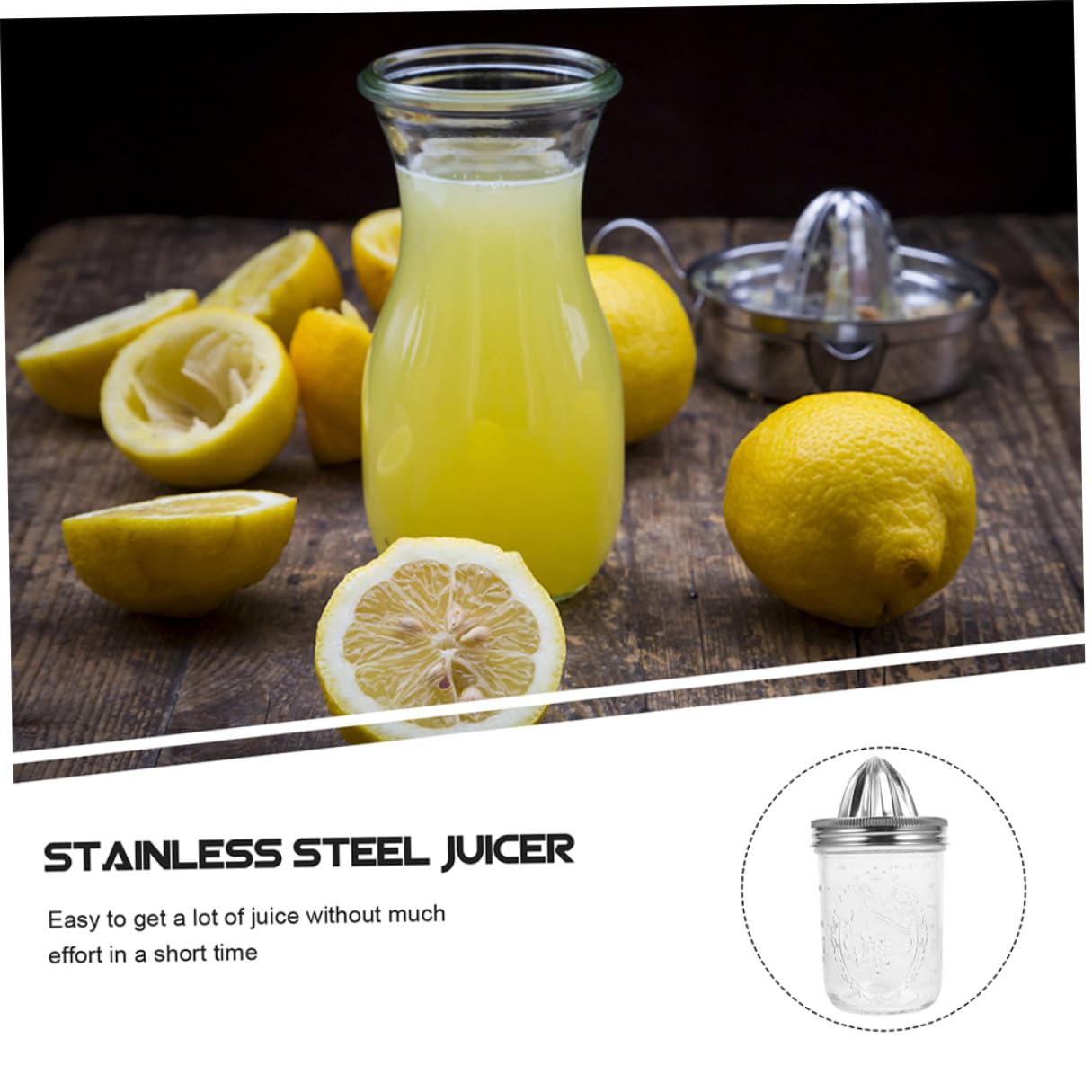 Spremiagrumi Manuale 2 Pezzi in Acciaio Inox e Vetro per Cucina Domestica, Capacità 280ml e 480ml, Facile da Pulire da Conservare