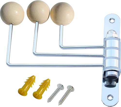 Gancho decorativo de pared giratorio, ganchos de metal con bolas de decoración de madera, lindo gancho plegable para colgar anillos de pelo de