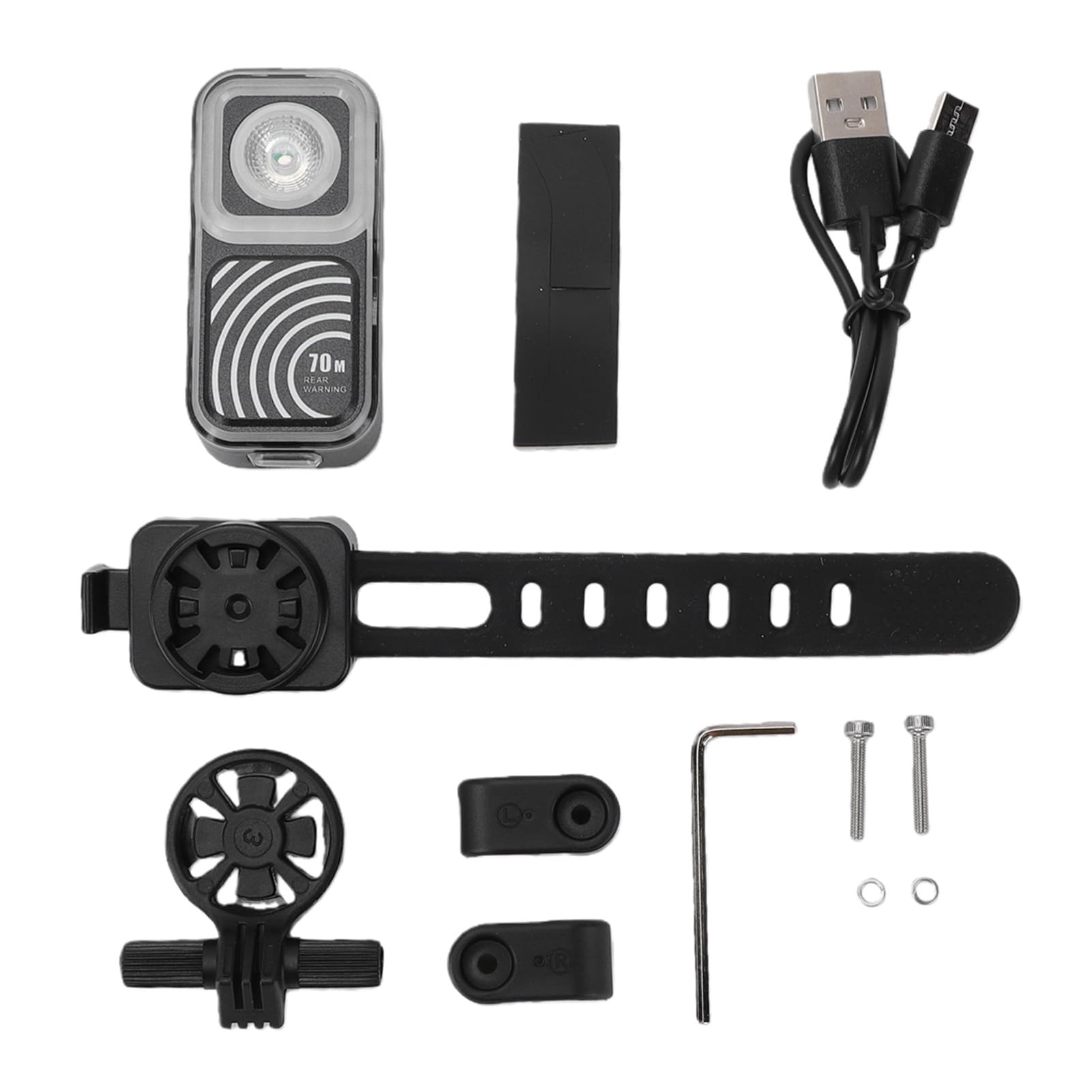 VGEBY Fanale Posteriore per Bici con 70 Metri | Costruzione in ABS, Avviso Intelligente a Tre Livelli, Misura Universale per Mountain Bike e Bici da Strada, Batteria Al