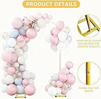 Vista 3 de Juego de 2 soportes para arco de globos, soporte de telón de fondo arqueado de boda con base, soporte de metal para globos de medio arco, arco