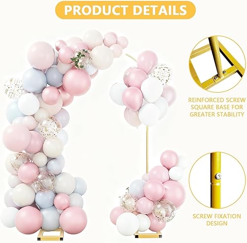 Miniatura 3 de Juego de 2 soportes para arco de globos, soporte de telón de fondo arqueado de boda con base, soporte de metal para globos de medio arco, arco