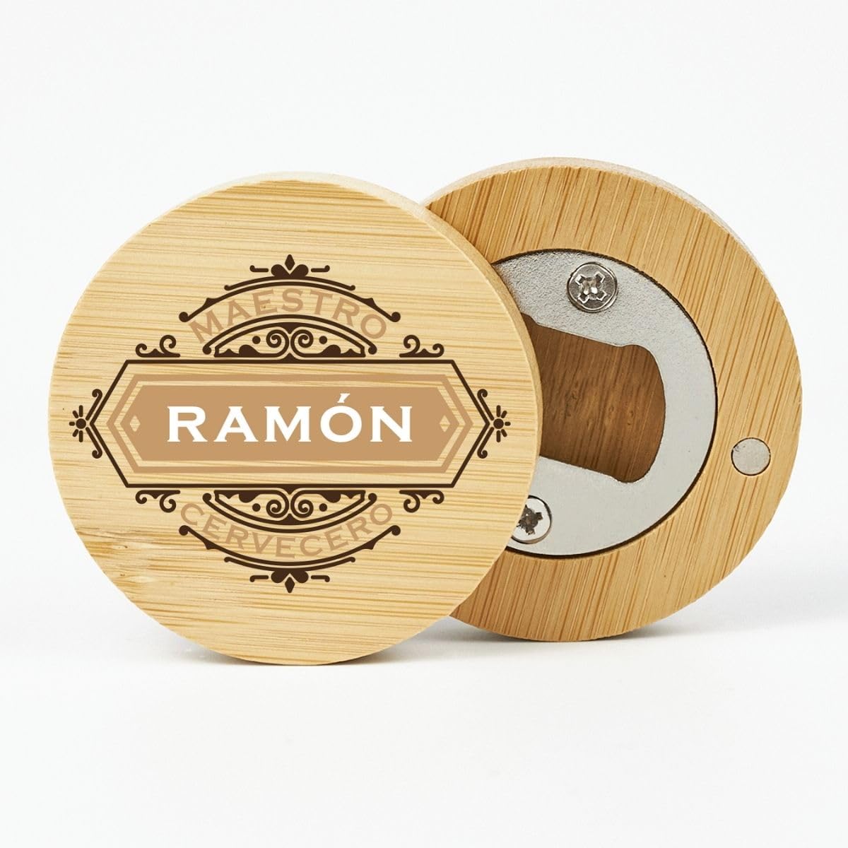 Abrebotellas Personalizado de Madera con Nombre Regalo Original Día del Padre Maestro Cervecero