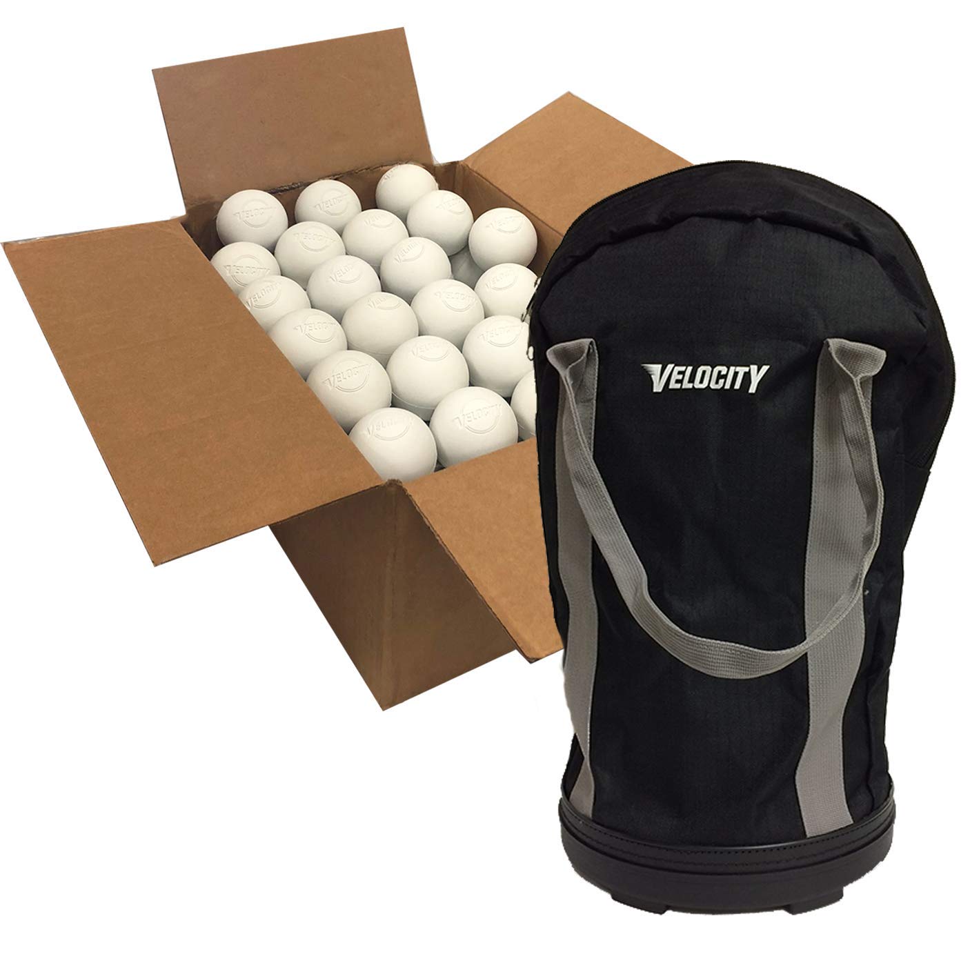 Velocity Lacrosse Balls - Official NFHS, SEI, and College Approved Size - Meets NOCSAE Standard - Approved Competition Colors - White, 60 Pack with Ball Bag