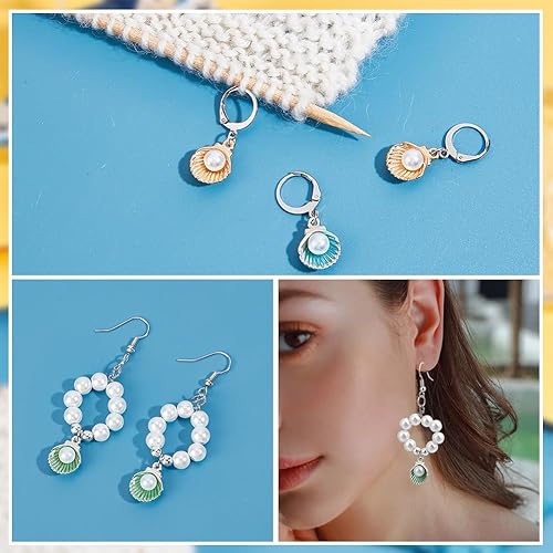 Miniatura 5 de NBEADS 24 marcadores de punto de estrella con luna y estrella, esmalte de aleación de ganchillo, cierre de acero inoxidable 304, marcador de punto