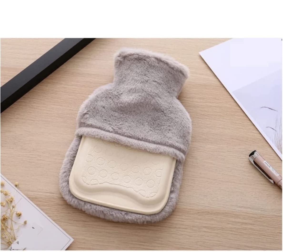 Bolsa Agua Caliente Botella De Agua Caliente con Funda Felpa Bolsa para Aliviar El Dolor Dolores Cabeza En La Espalda Noches Acogedoras Térmica(D)