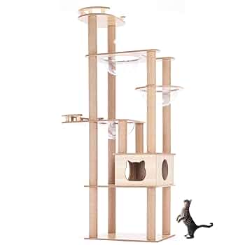 木製キャットタワー 高さ131/136cm キャットタワー大型猫 キャットタワー 木製 高密度 高さ185cm