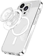 Phone Grip for MagSafe with Kickstand, Magnetic Stand, Swappable Top, Secure Hold for iPhone MagSafe Cases, Phone & Tablet Grip - Clear