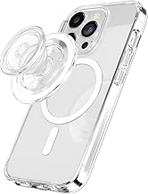 PopSockets Phone Grip para MagSafe con Soporte, Soporte Magnético, Parte Superior Cambiable, Sujetador Seguro para Fundas MagSafe de iPhone, Sujetador para Teléfono y Tablet - Transparente
