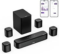 ULTIMEA Aura A60 7.1ch Dolby Atmos Soundbar with 4 Surround Speakers, Wired Subwoofer, App Control & HDMI eARC for Home Theater