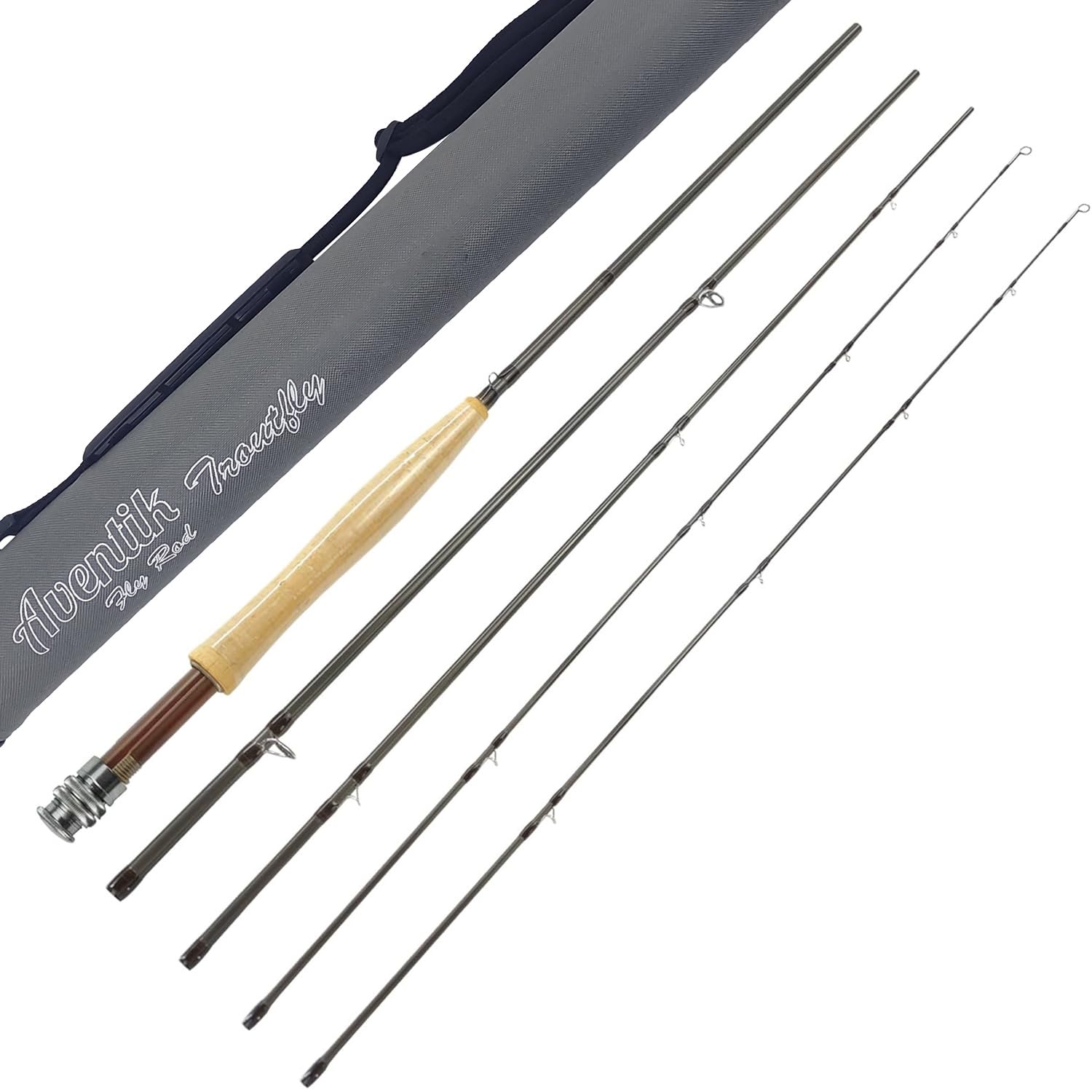 Aventik TroutFly Series Fly Fishing Rod, Carbon Fiber Ultra-Fast Action, Ultra-Portable 4-Piece Trout Rod with Cordura Rod Tube, 9'/9'6"/10', LW4-9 Options