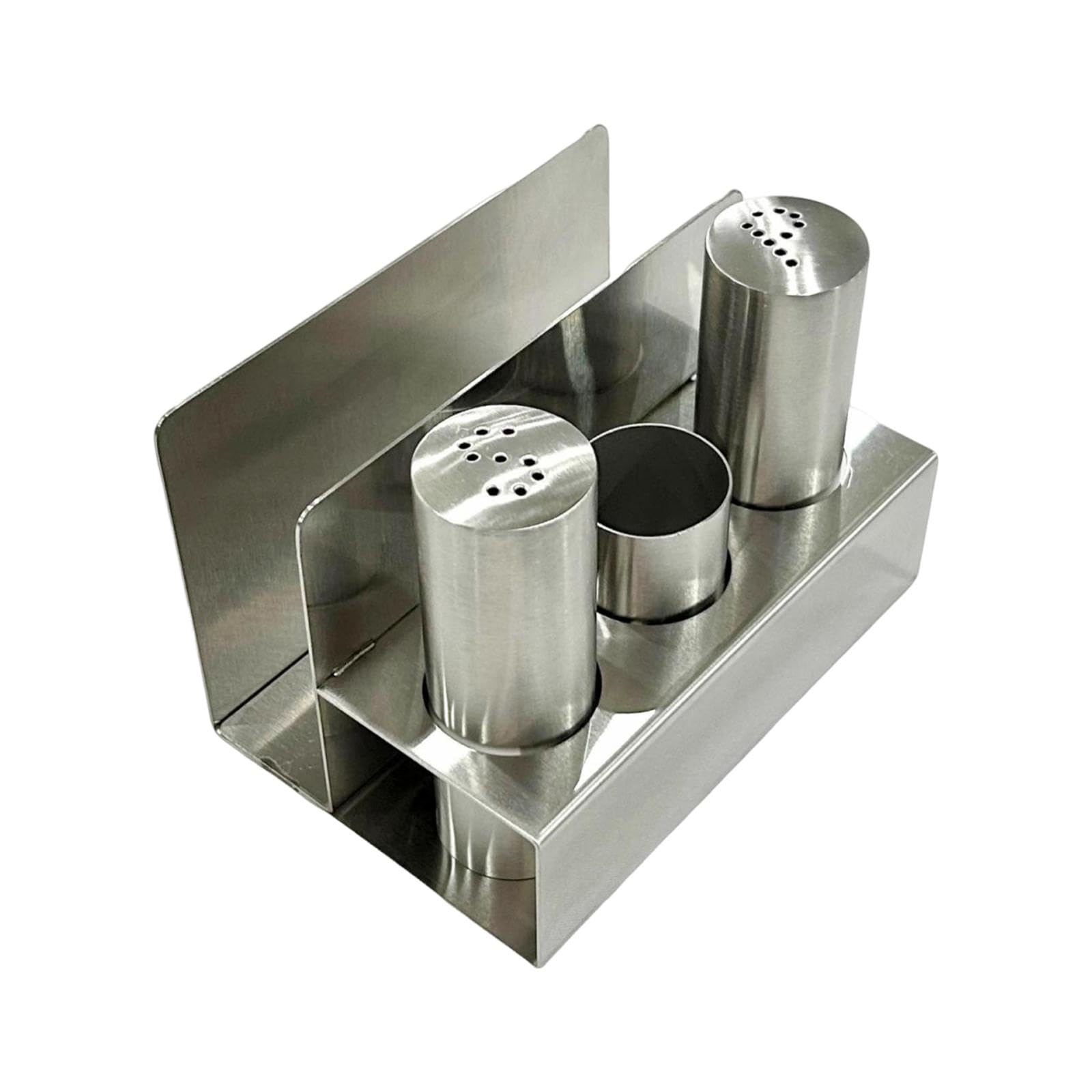 Y Juego de Salero con Servilletero con Base, Utensilios de Cocina, Frascos para Condimentos, Botella de Pimienta para Mesa de Comedor de Cocina, Acero Inoxidable, tal como se describe