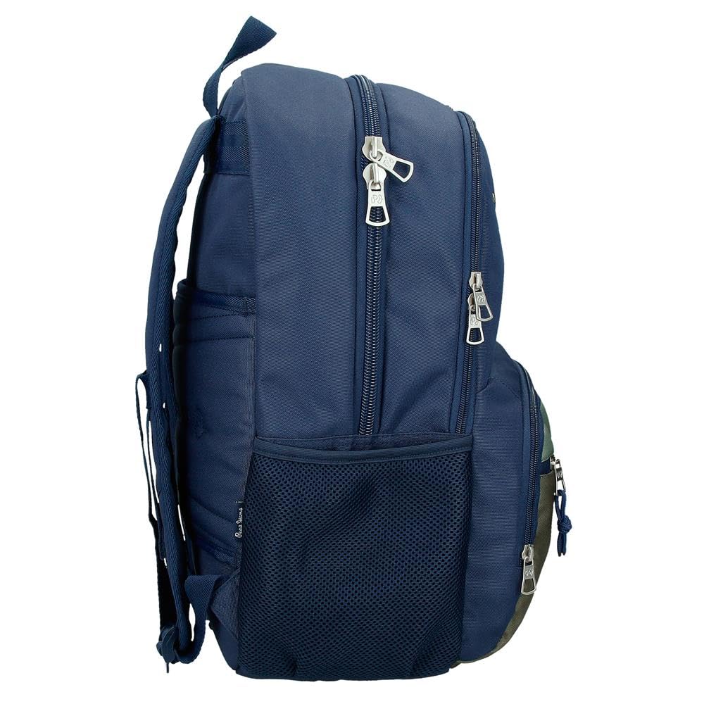 Pepe Jeans Arwyn Mochilas casual, antracita, khaki y azul portaordenador, varios compartimentos, fabricada en Poliéster con detalles en Piel Sintética, de Joumma Bags