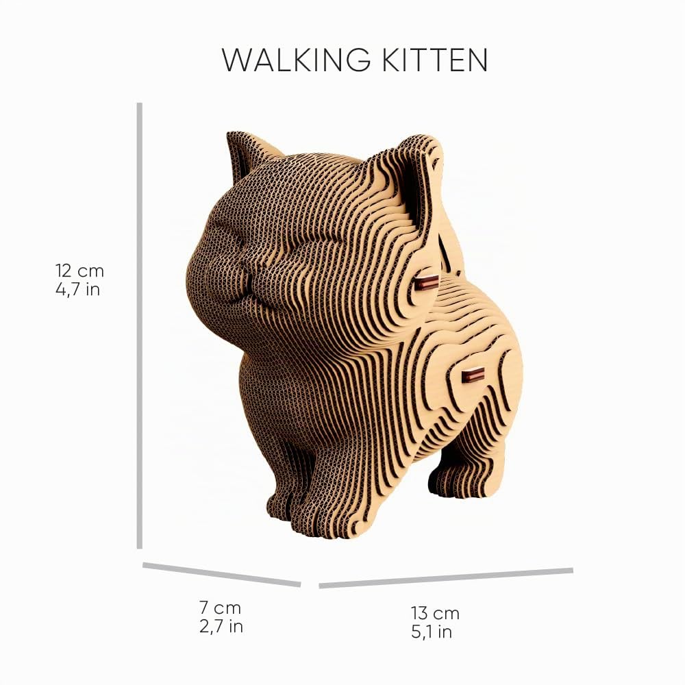 Gattini Trio Puzzle 3D in Cartone – Kit 3 Modellini | 254 Pezzi, Kit Fai da Te in Cartone Riciclato da Montare e Dipingere – Adolescenti e Adulti, Idea Regalo Creativo
