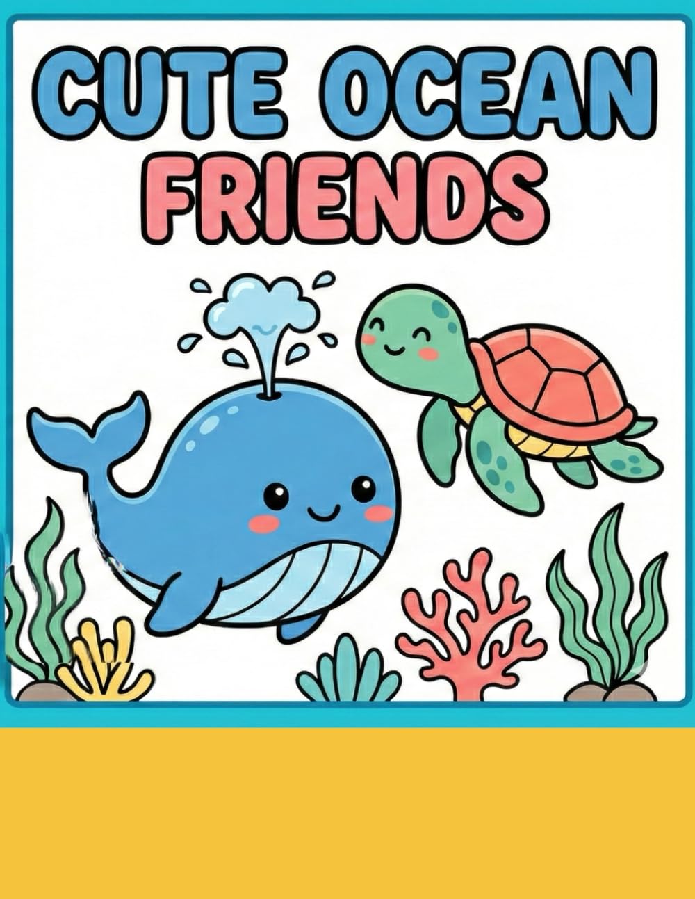 Cute Ocean Friends: Bold and Easy Coloring Book: 40 Thick Line & Simple Designs | Adorable Marine Animals for Relaxation and Stress Relief