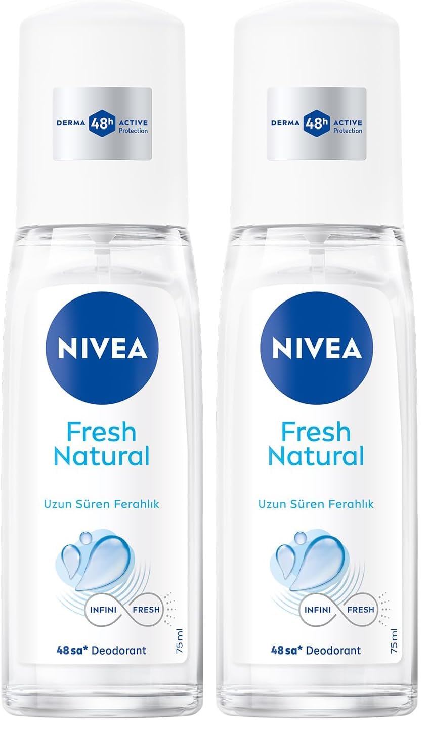 NIVEA Kadın Pump Sprey Deodorant Fresh Natural 75ml, Ter Kokusuna Karşı 48 Saat Koruma, Ferahlık 2li paket