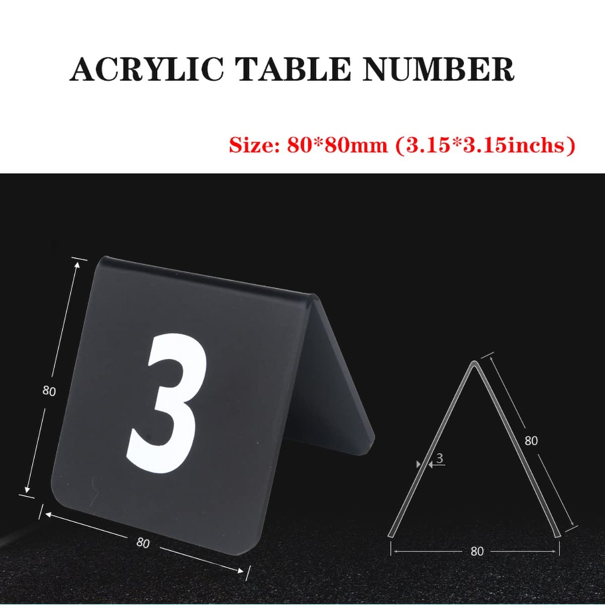 Cartellini numerati per tavoli, Acrylic Place Cards Table Numbers 1-25/50/100 Black 3 inch(1 to 25)